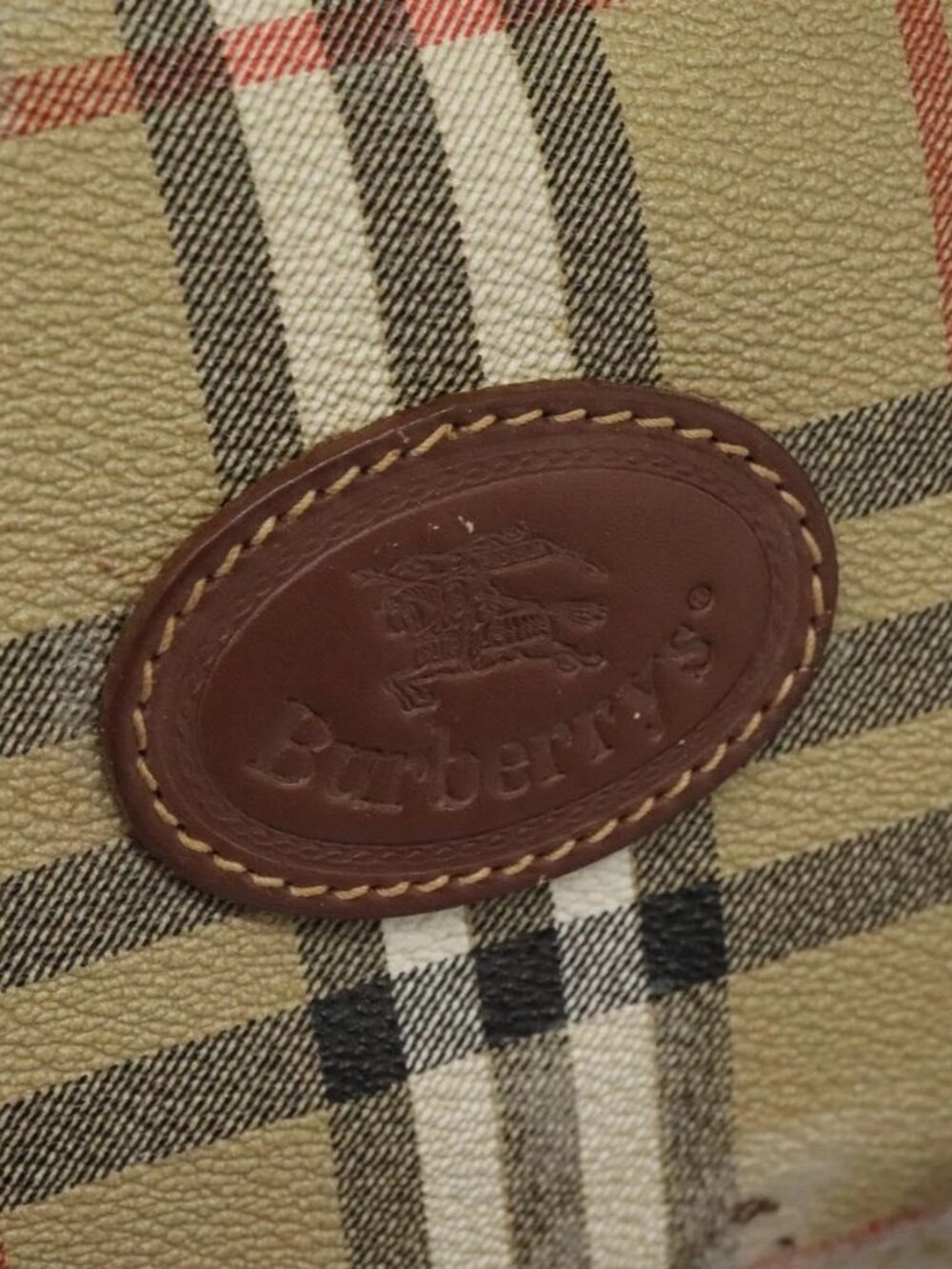 Burberrys Nova Check Boston Bag PVC 2way Beige Auth EC382 - Picture 13 of 16